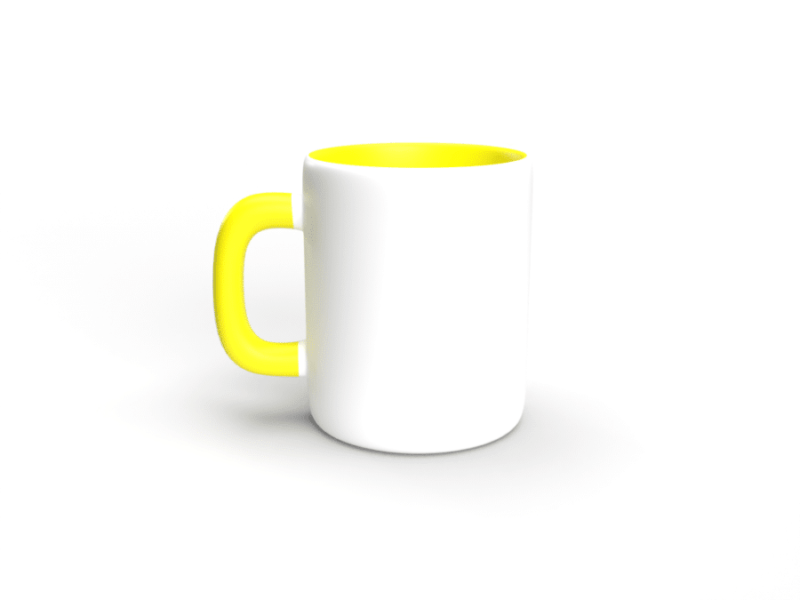 Personalisierte Tasse mit farbiger Innenseite 2 Taza amarilla personalizada
