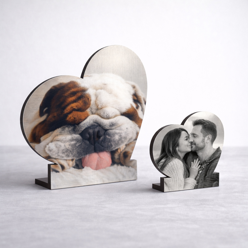 Custom brushed aluminium heart photo holder 1 Custom brushed aluminium heart photo holder