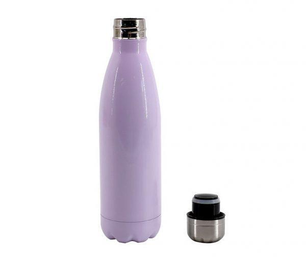 Botella de agua de color lila