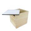 Caja de madera en forma de cubo con tapa superior deslizable personalizable mediante sublimación.