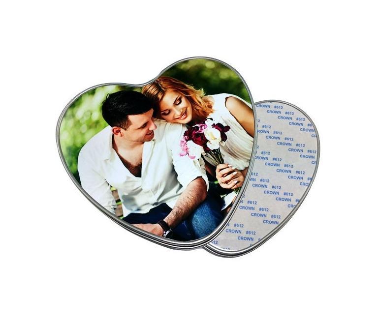 Personalisierte Herz-Metalldose 2 Cajas metálicas corazón de aluminio personalizables mediante la técnica de la sublimación 2D
