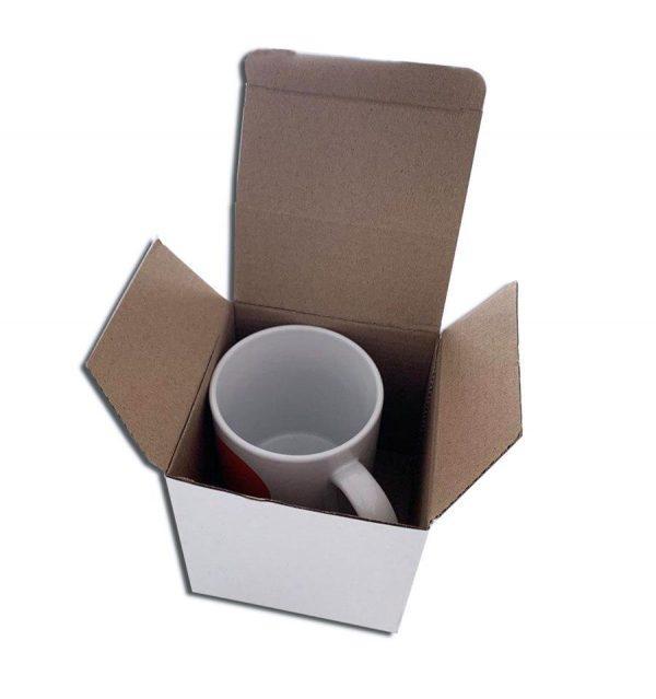 Caja de cartón blanca para taza