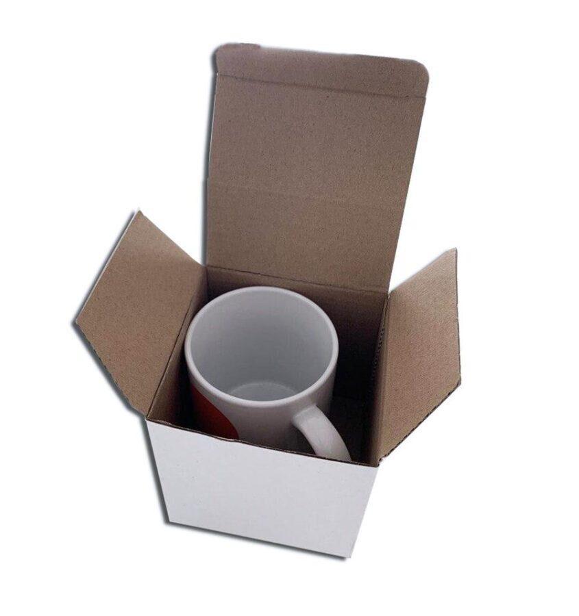 Custom mug box 2 Caja de cartón blanca para taza