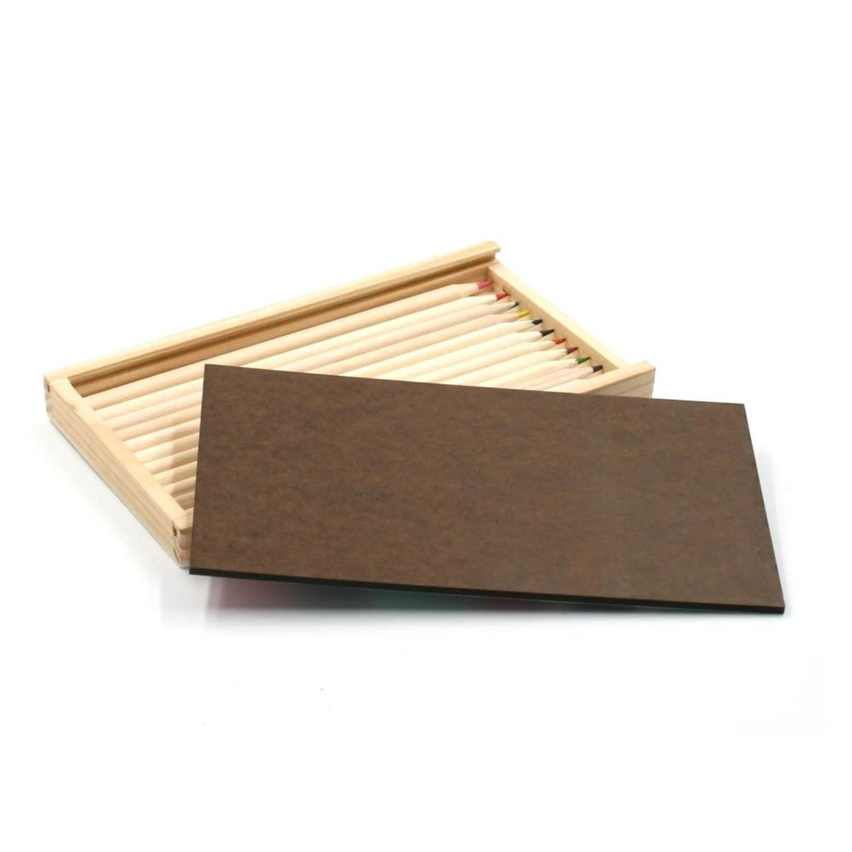 Personalisiertes Holz-Stiftemäppchen mit Buntstiften 2 Estuche de madera personalizado de 12 lápices de colores