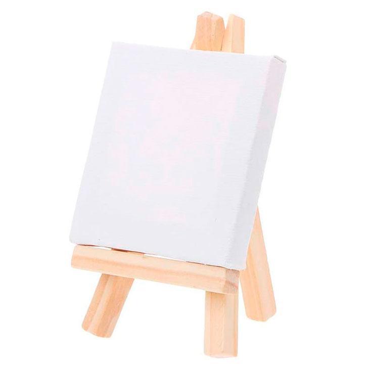 Custom mini canvas with easel 1 Lienzo blanco con caballete de 7x7 cm personalizable