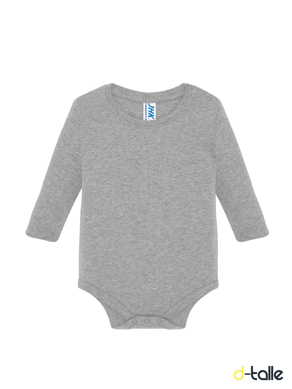 Body nadó personalitzat màniga llarga 5 Body bebé de manga larga personalizado color gris claro, vista delantera