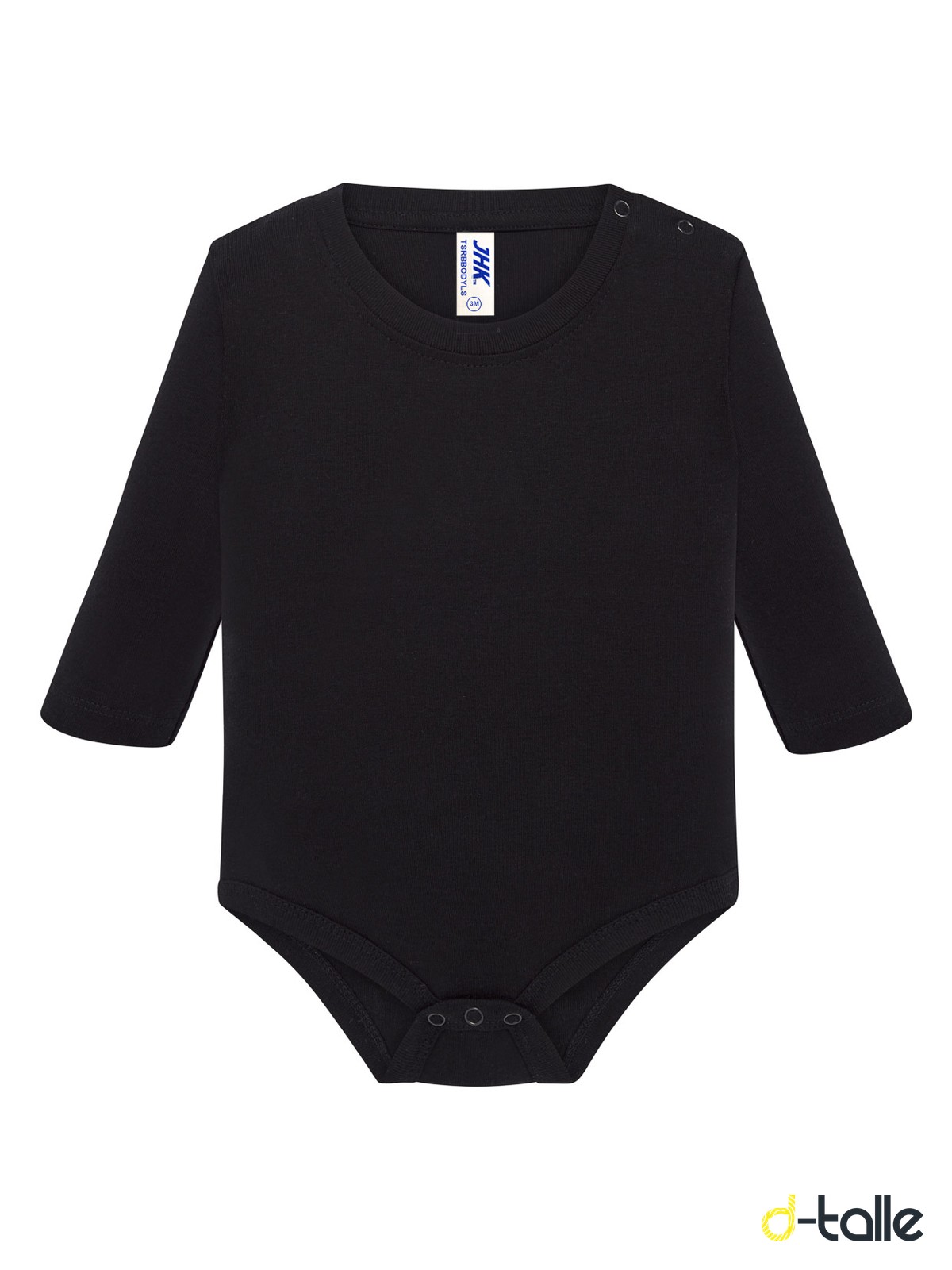 Body nadó personalitzat màniga llarga 4 Body bebé de manga larga personalizado color negro, vista delantera