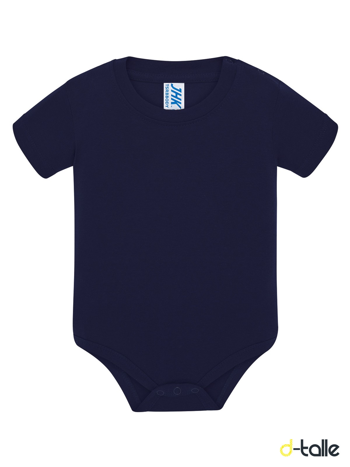 Body nadó personalitzat màniga curta 15 Body para bebé personalizado color azul marino, vista delantera