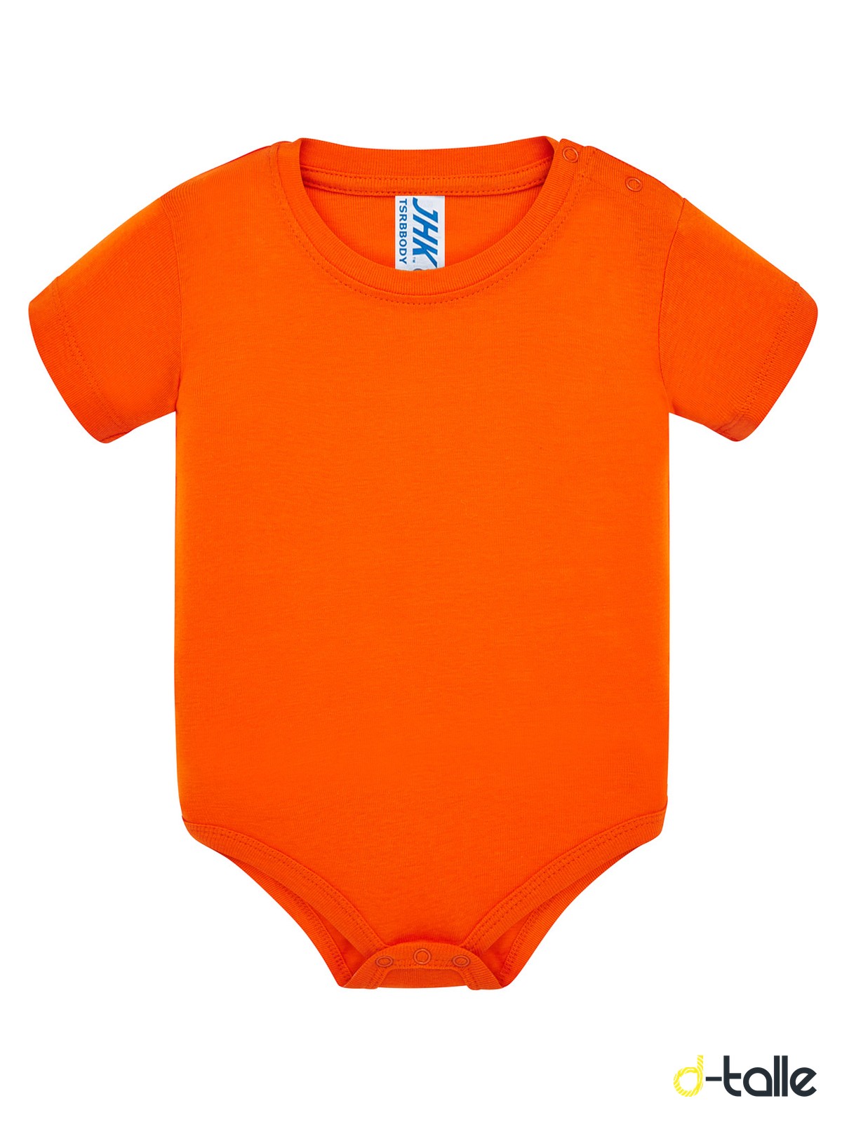 Body nadó personalitzat màniga curta 14 Body para bebé personalizado color naranja, vista delantera