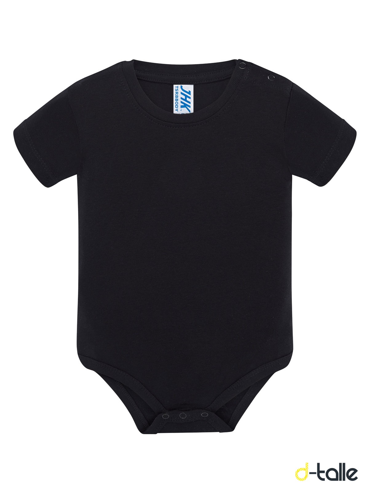 Body nadó personalitzat màniga curta 4 Body para bebé personalizado color negro, vista delantera