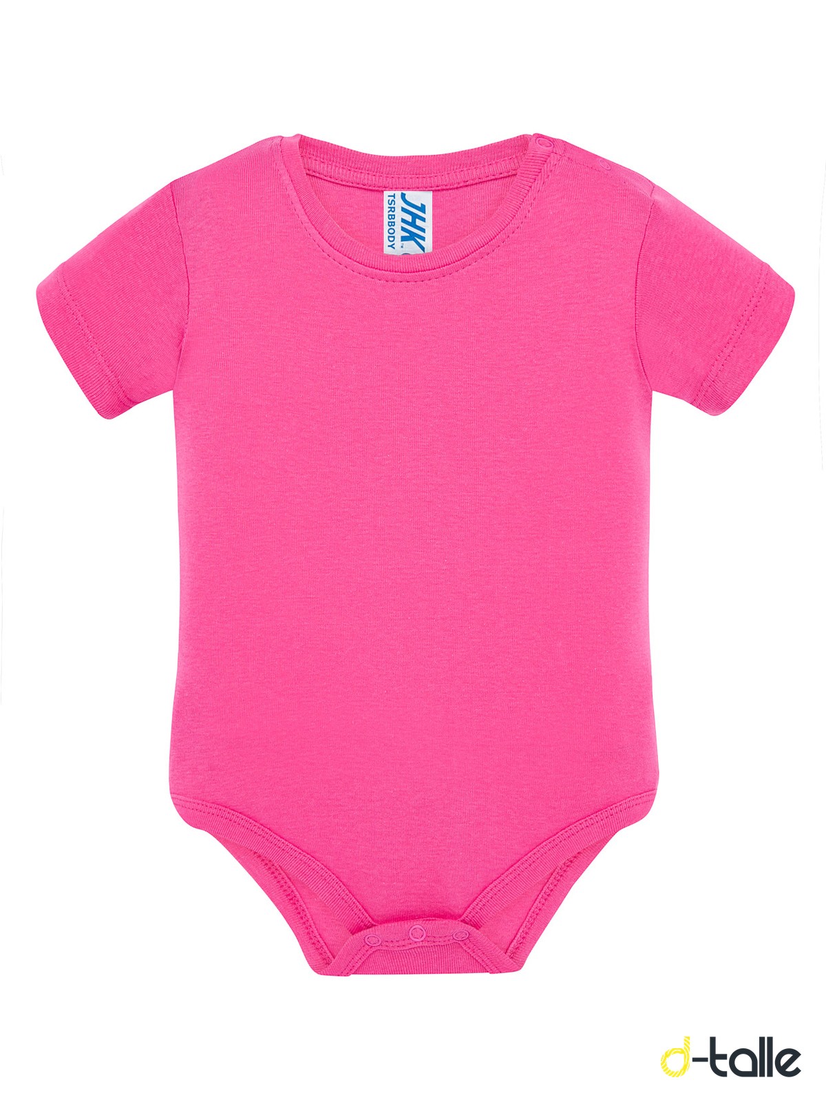 Body nadó personalitzat màniga curta 10 Body para bebé personalizado color rosa azalea, vista delantera