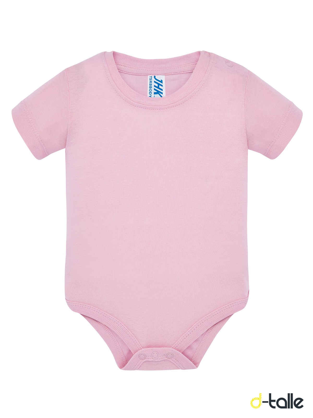 Body nadó personalitzat màniga curta 6 Body para bebé personalizado color rosa, vista delantera