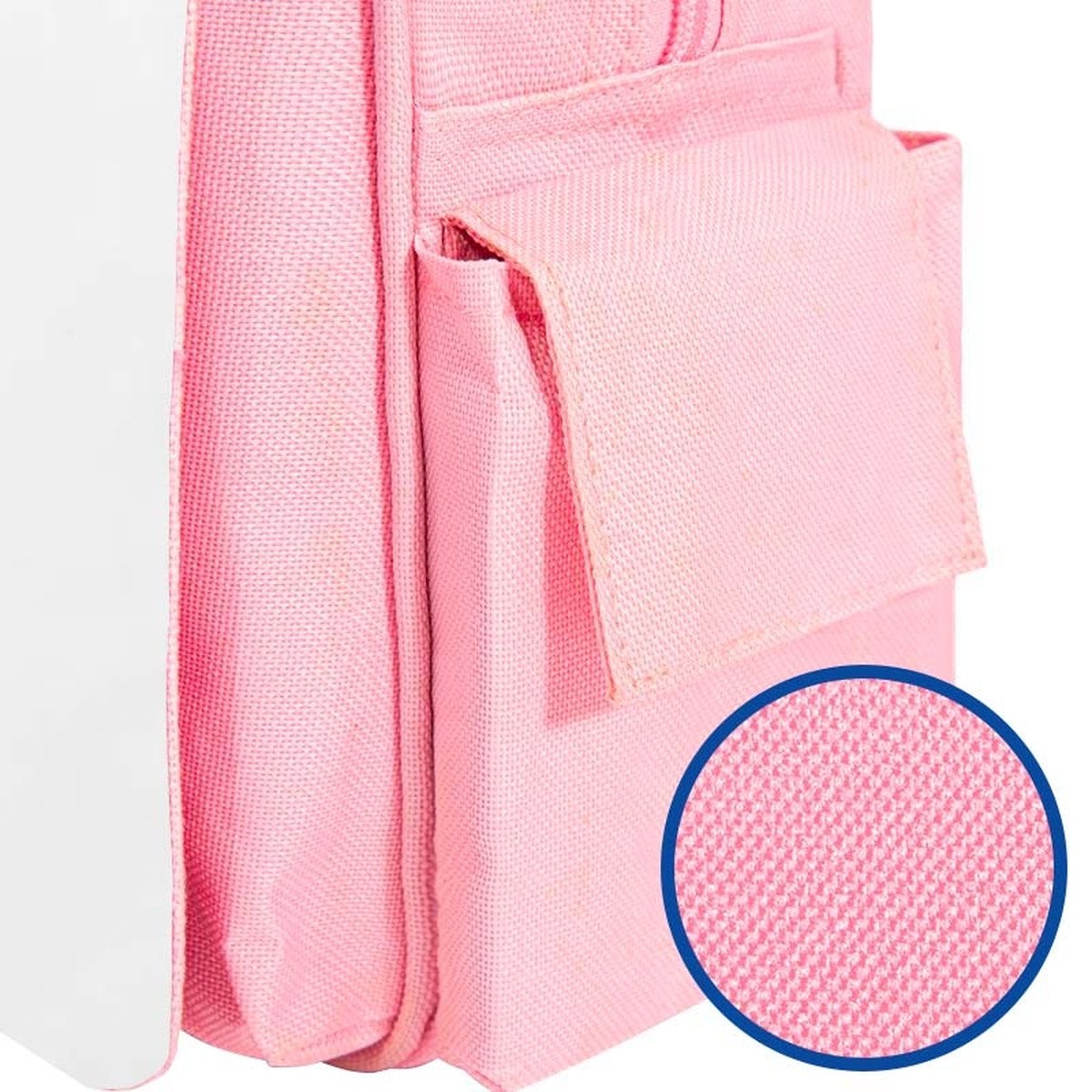 Motxilla infantil personalitzada 10 Bolsillo lateral con solapa y detalle del tejido 600D de la mochila infantil
