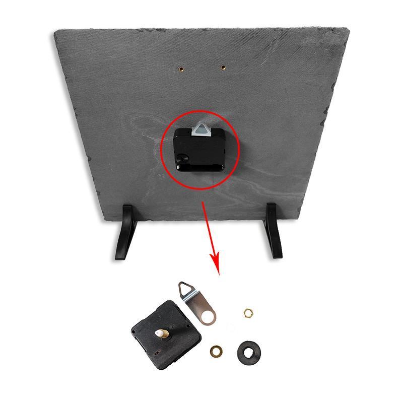 Personalisierter Schiefer-Fotohalter mit Uhr 3 Portafoto de piedra con reloj personalizado