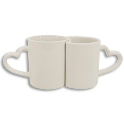 Taza doble corazón personalizada