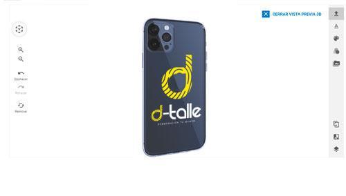 Vista 3D de funda de móvil personalizada