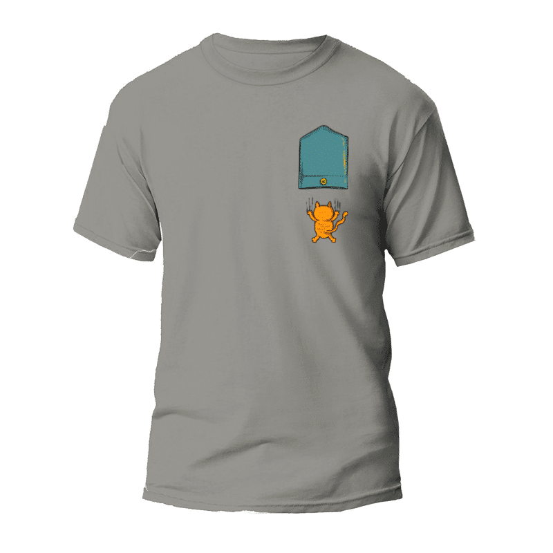 Fallende Katze Tasche T-Shirt 1 Camiseta Bolsillo Gato cayendo