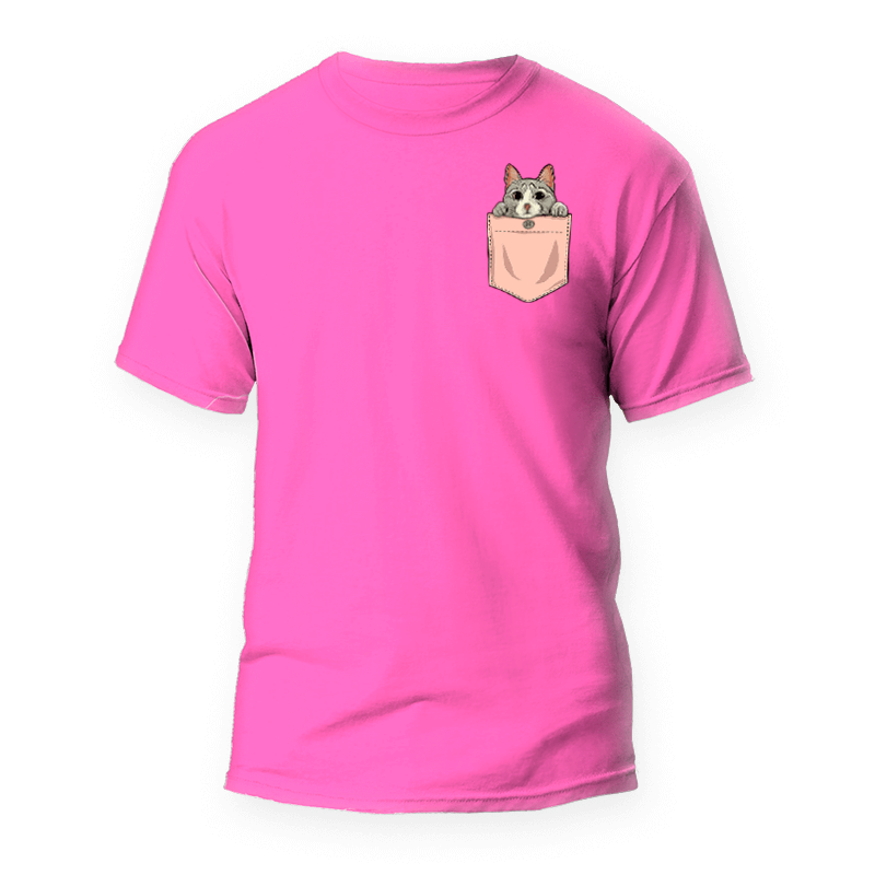 Sad Cat Pocket T-shirt 1 Camiseta Bolsillo Gato triste