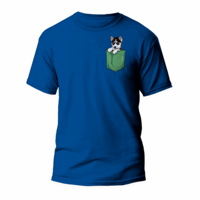 Camiseta Bolsillo Perro Husky