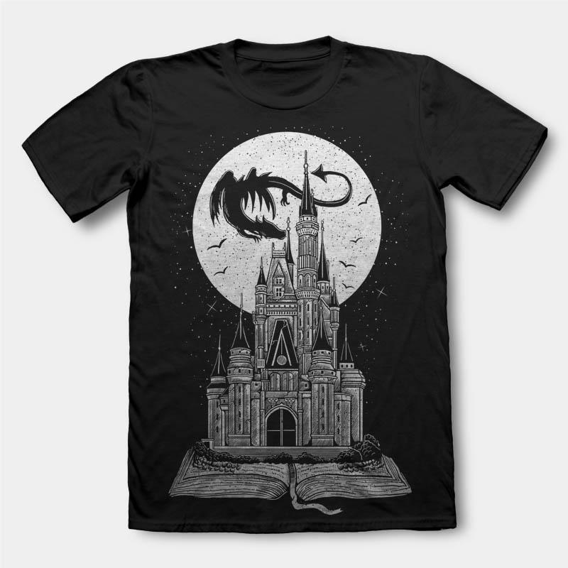 Burg und Drache T-Shirt 1 Camiseta Castillo y Dragón