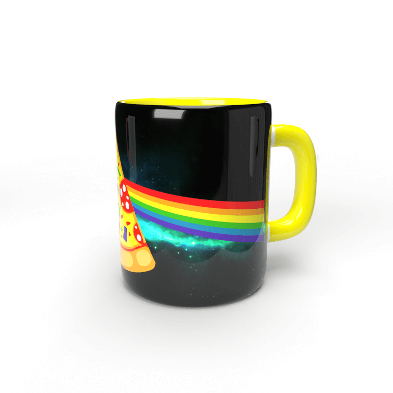 Pizza Pink Floyd tassa groga 3 Taza amarilla Pizza Pink Floyd