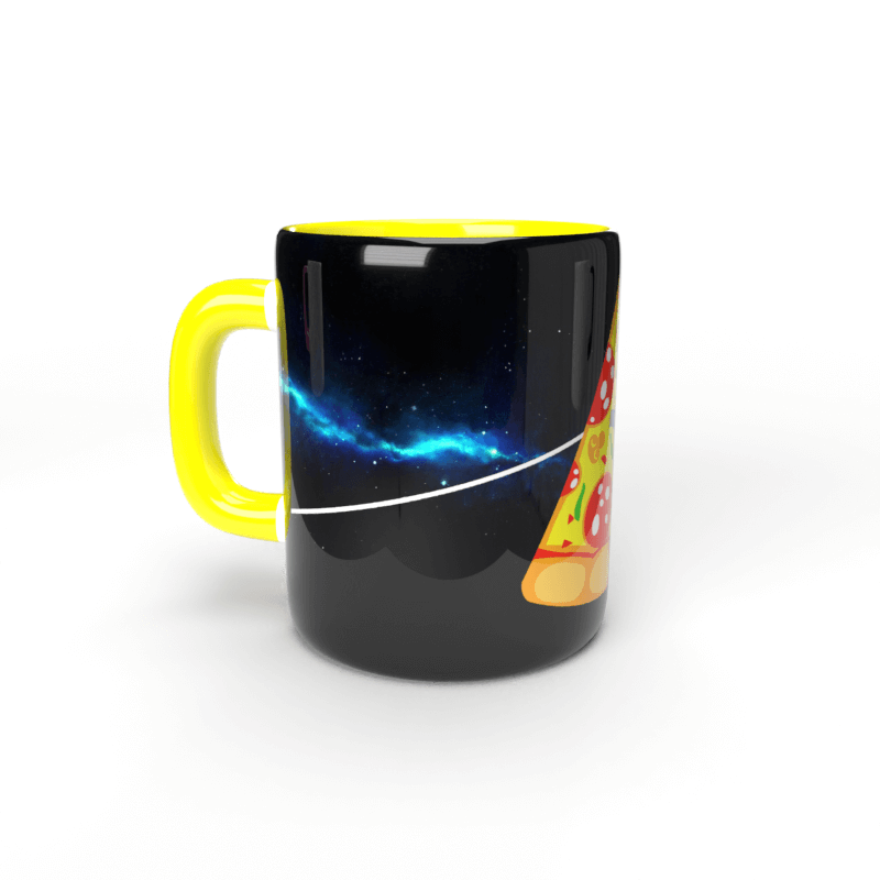 Pizza Pink Floyd tassa groga 2 Taza amarilla Pizza Pink Floyd