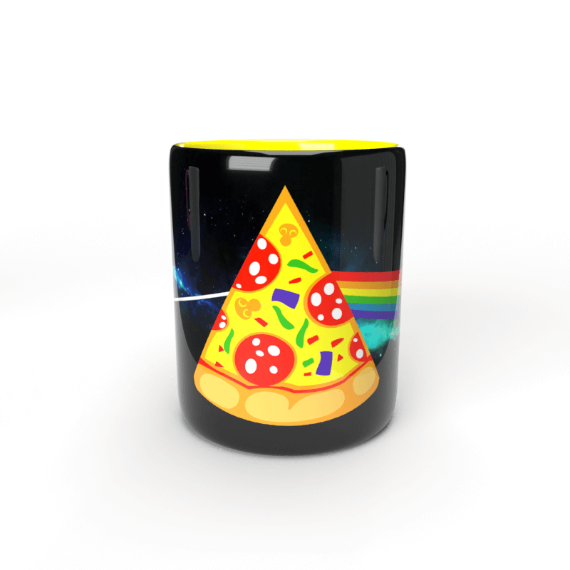 Pizza Pink Floyd tassa groga 1 Taza amarilla Pizza Pink Floyd