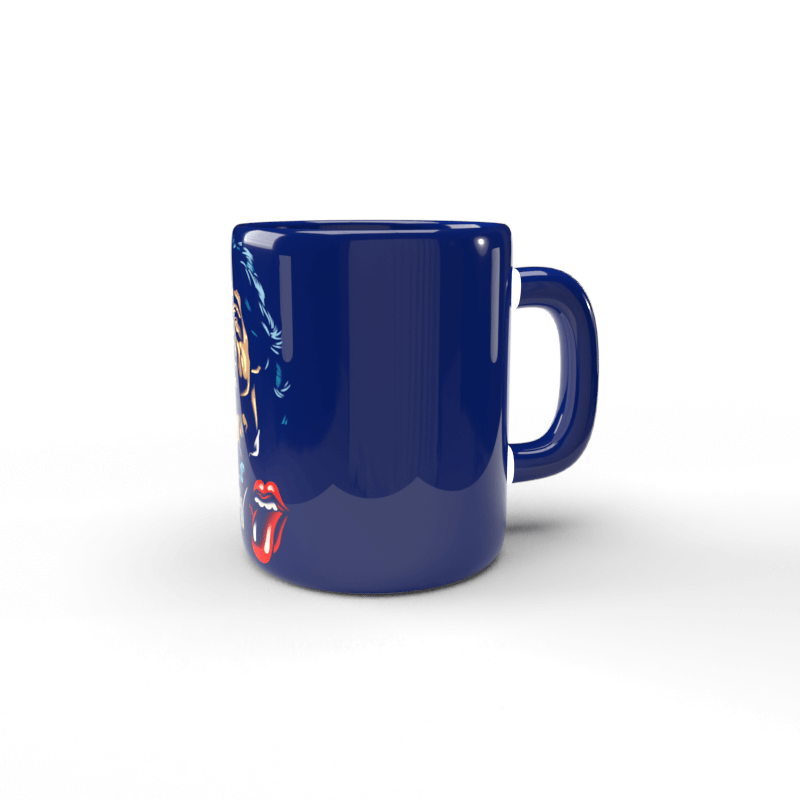 Mick Jagger tassa blava 2 Taza azul Mick Jagger