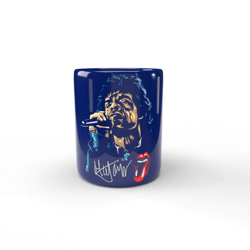 Mick Jagger tassa blava 1 Taza azul Mick Jagger