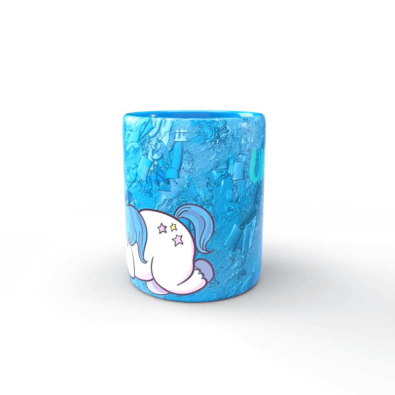 Einhorn blaue Tasse 3 Taza azul Unicornio