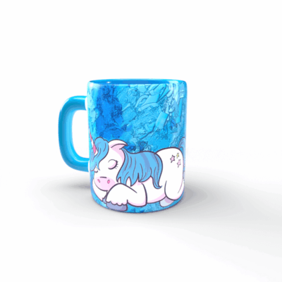 Taza azul Unicornio