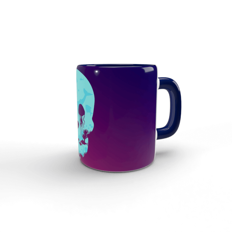 Calavera fons marí tassa blava 2 Taza azul Calavera fondo marino