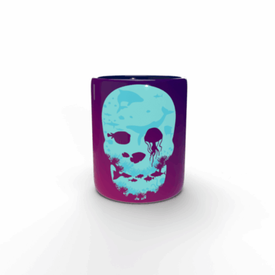 Taza azul Calavera fondo marino