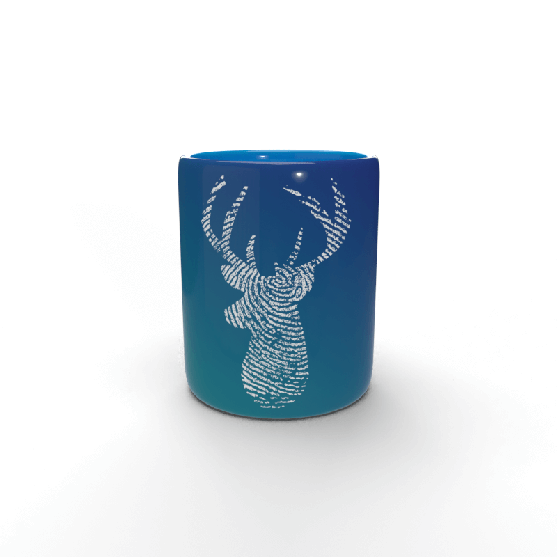 Hirsch blaue Tasse 1 Taza azul Ciervo