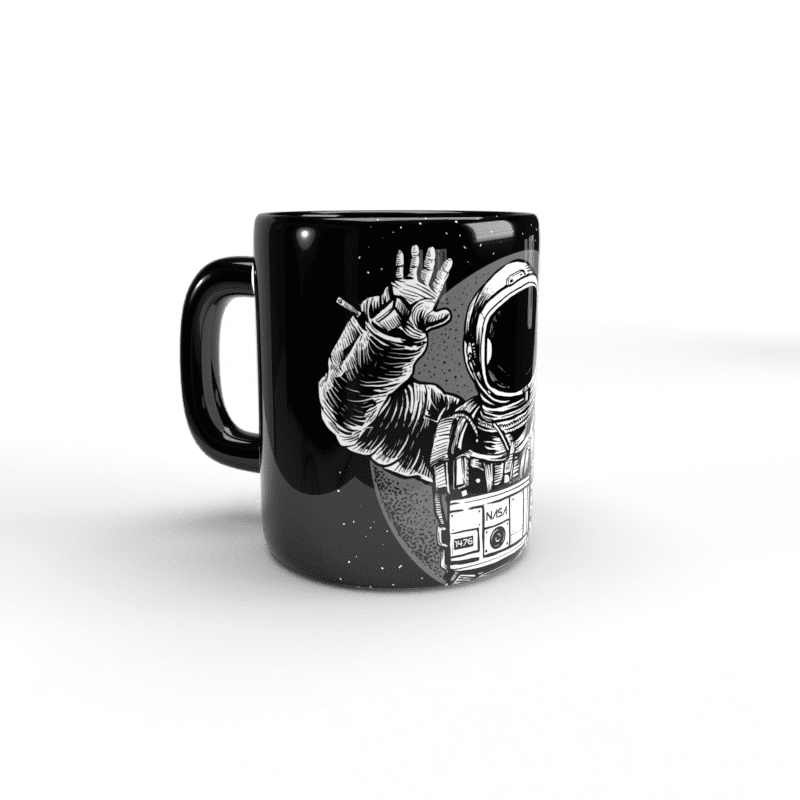 Taza negra Astronauta Radiocassette 2 Taza negra Astronauta Radiocassette