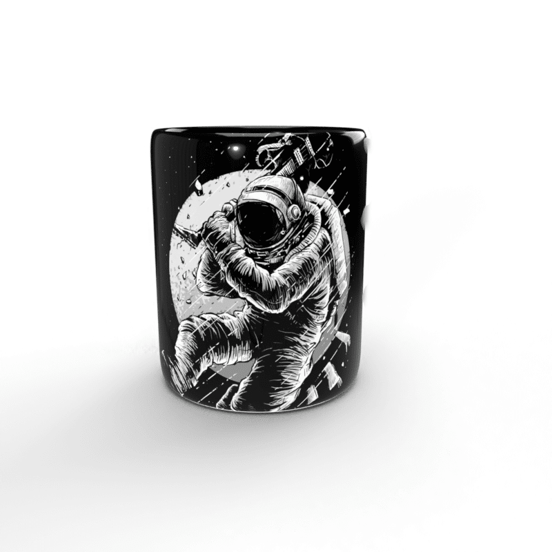 Guitarist Astronaut Black Mug 1 Taza negra Astronauta guitarrista
