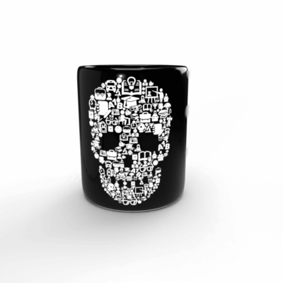 Personalised Mugs 95 Taza negra Calavera con iconos