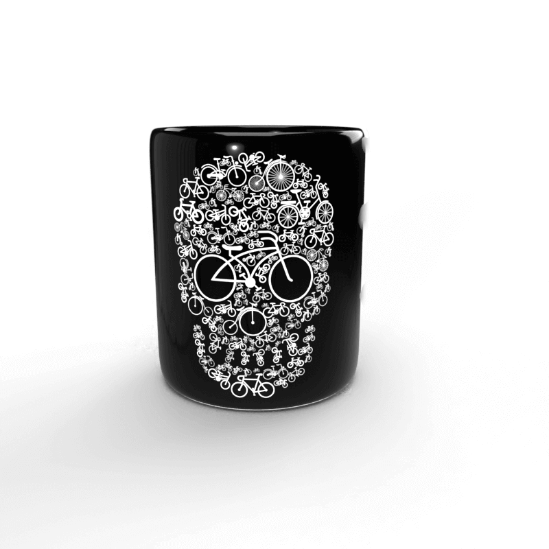 Calavera de bicicletes tassa negra 1 Taza negra Calavera de bicicletas
