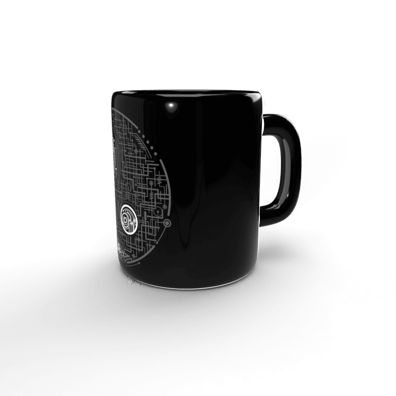 Taza negra Yin Yang eléctrico 2 Taza negra Yin Yang eléctrico
