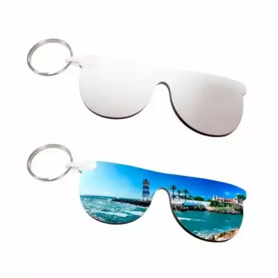 Custom glasses-shaped wooden keyring