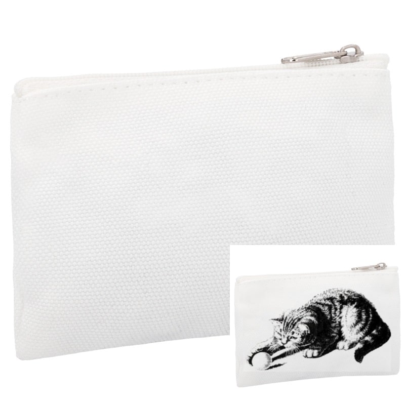 Monedero personalizado tela blanca personalizado con cremallera 8x12cm 1 Monedero personalizado tela blanca personalizado con cremallera 8x12cm