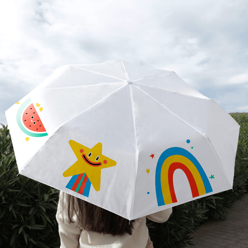 Paraguas plegable blanco personalizado 1 Paraguas plegable blanco personalizado