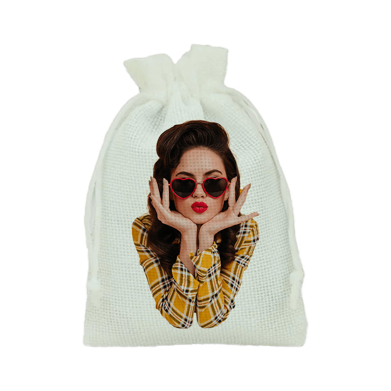 Personalisiertes Säckchen in Leinenoptik (weiß) 1 saco lino blanco