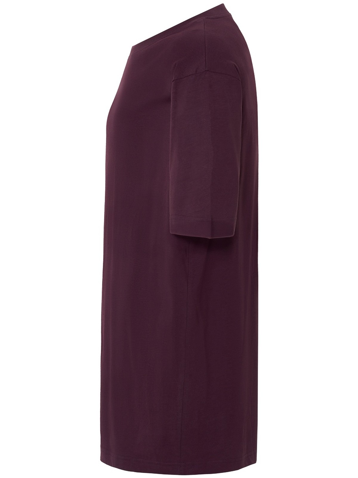 Samarreta oversize personalitzada 28 Camiseta oversize unisex color berenjena, vista lateral de la prenda