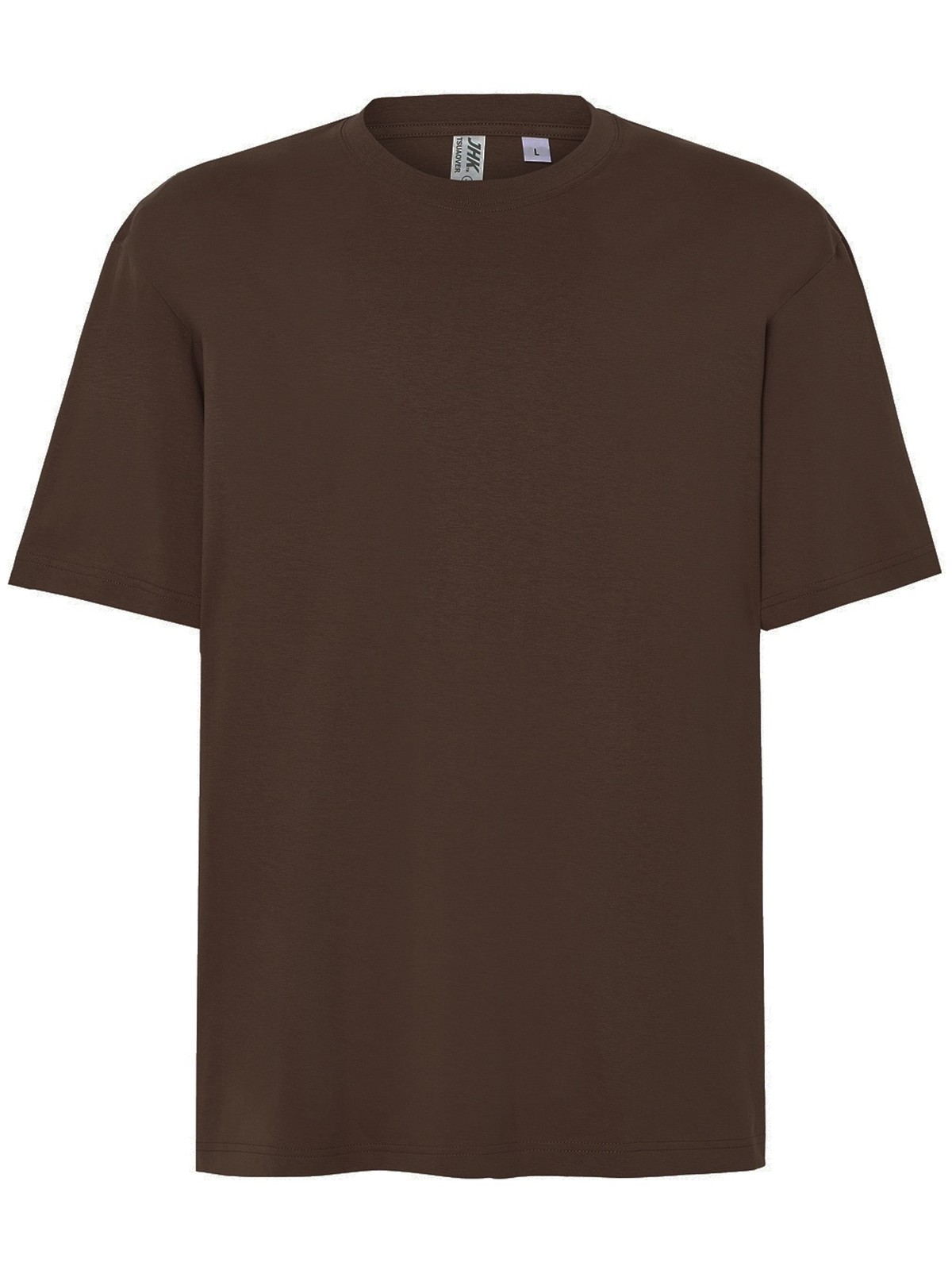 Samarreta oversize personalitzada 24 Camiseta oversize unisex color chocolate, vista frontal de la prenda