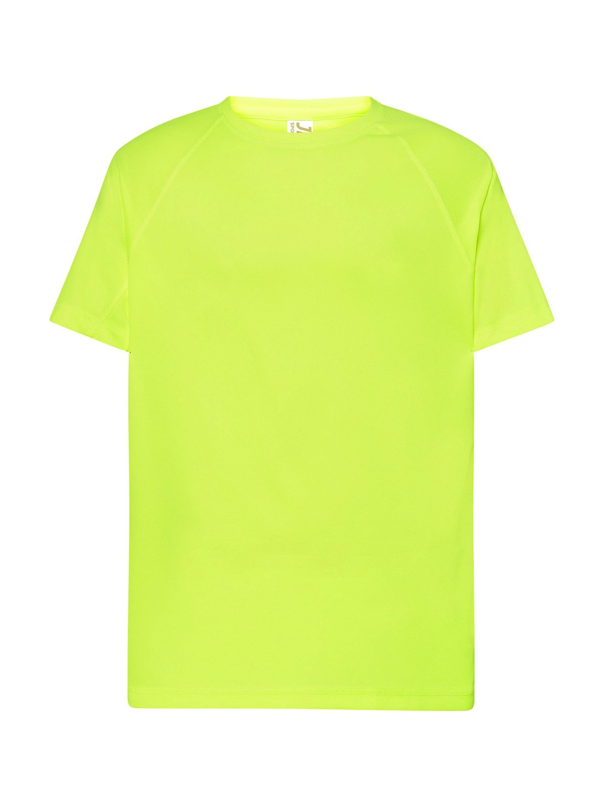 Samarreta tècnica personalitzada home 33 Camiseta técnica amarillo flúor para personalizar — prenda vista delantera