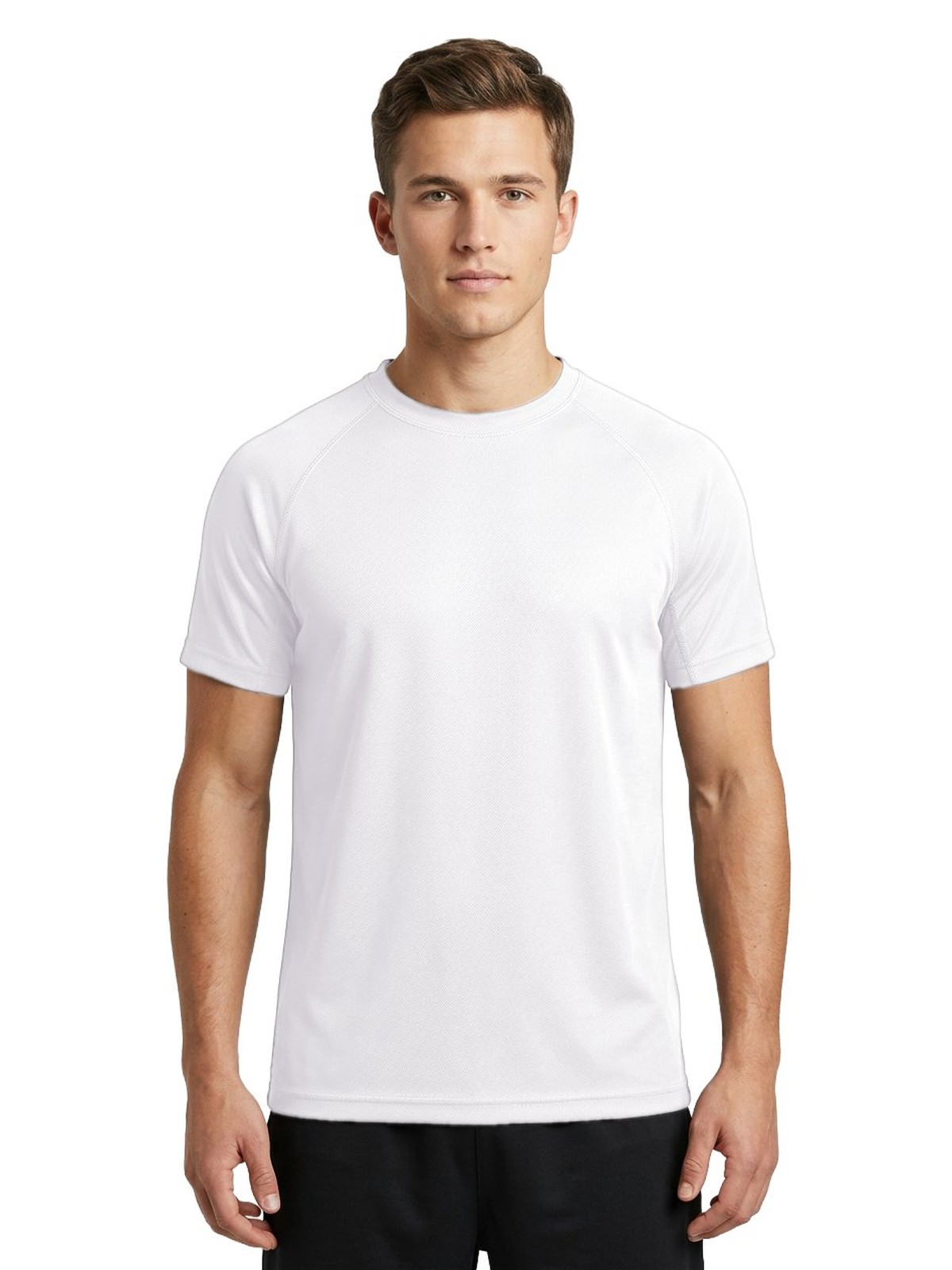 Samarreta tècnica personalitzada home 2 Camiseta técnica personalizada para hombre color blanco — vista delantera