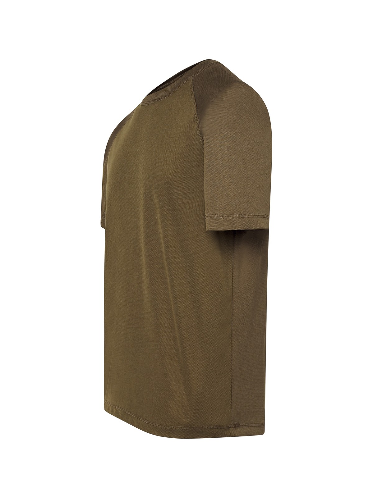 Samarreta tècnica personalitzada home 22 Camiseta técnica caqui para personalizar — prenda vista lateral