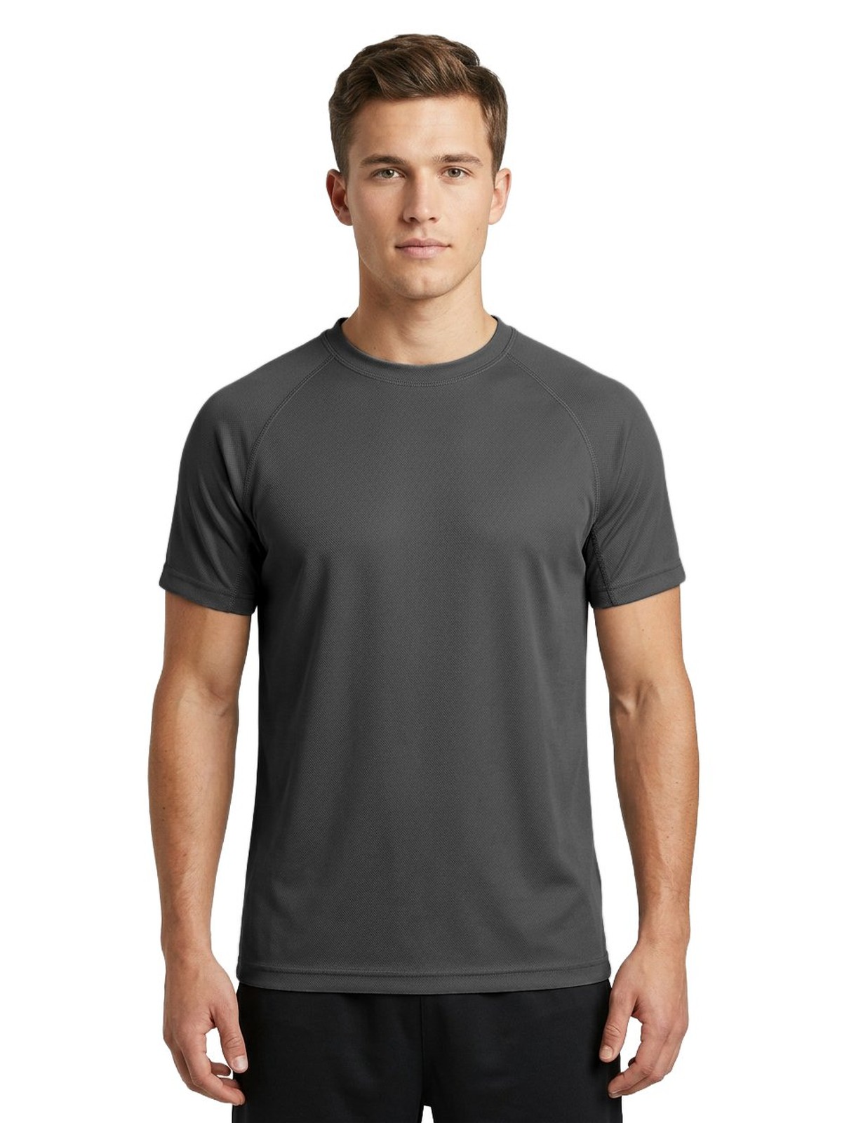 Samarreta tècnica personalitzada home 17 Camiseta técnica personalizada para hombre color grafito — vista delantera