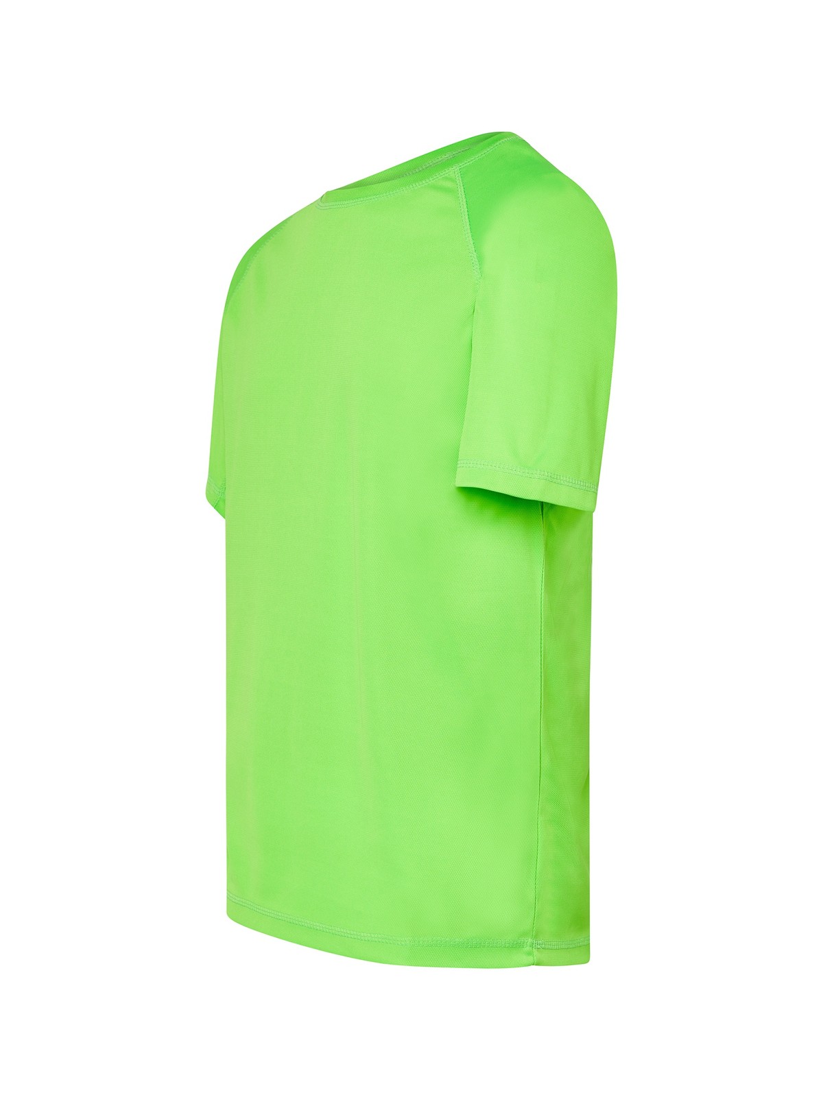 Samarreta tècnica personalitzada home 37 Camiseta técnica lima flúor para personalizar — prenda vista lateral